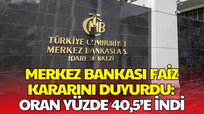 Merkez Bankası’ndan 250 Baz Puanlık Faiz İndirimi